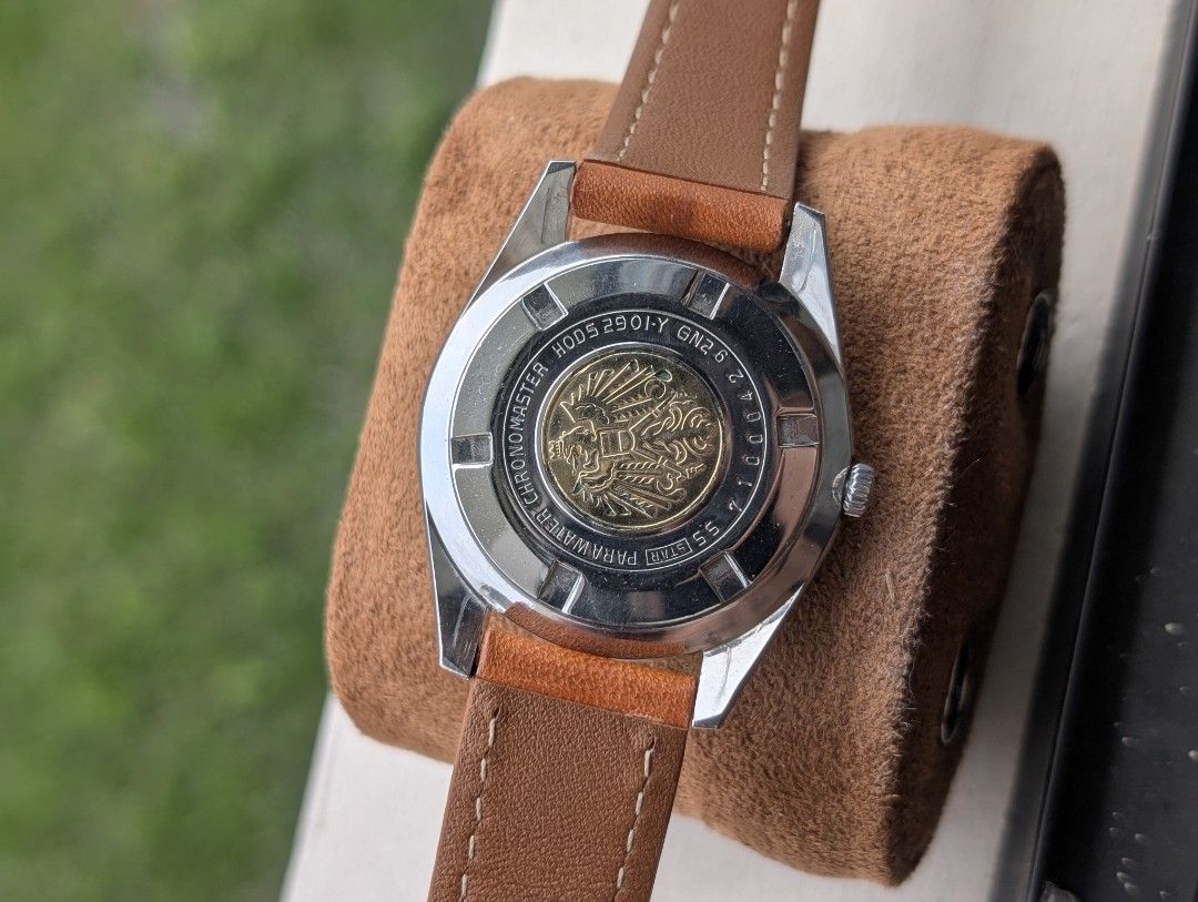 Citizen Chronomaster Date (Category: Luxury Watches) located in Valenzuela. Submitted by watchdmd (Listing ID 1465414759, Image 3). Description: Selling this vintage Rare Citizen Chronomaster Date Circa 1960s 35mm case size Cal. 1870 mechanical hand winding movement 3 o’clock date window (Non quickset) Intact case back medallion Unpolished case Sunburst Silver dial Recently serviced Dm if interested :).