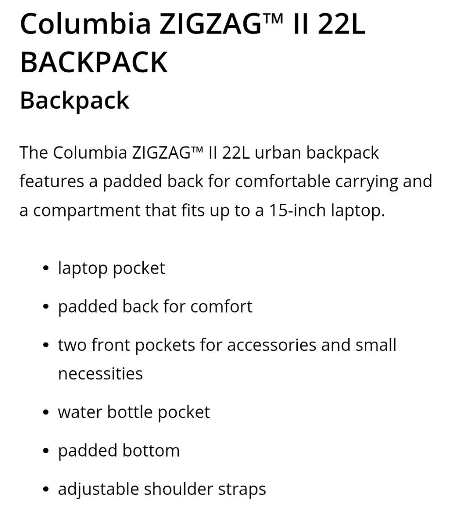 Columbia Backpack - 22L (Category: Backpacks) located in Quezon City. Submitted by proteinpancake (Listing ID 1465426563, Image 3). Description: *Used once.