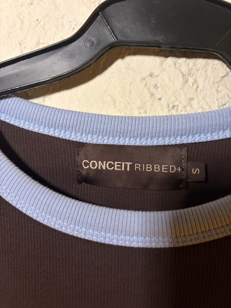 Conceit Ribbed Ringer tee slim fit (Sky+Brown) (Category: Tshirts & Polo Shirts ) located in Las Pinas. Submitted by preloved444422 (Listing ID 1465521676, Image 3). Description: Used once for a photoshoot.