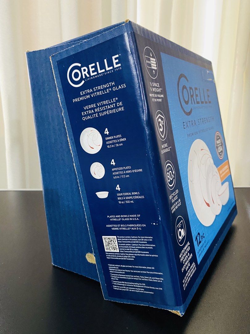 CORELLE Splendor 12-Piece Dinnerware Set (Category: Dinnerware & Cutlery) located in Manila. Submitted by glen_n (Listing ID 1462651529, Image 3). Description: CORELLE Splendor 12-Piece Dinnerware Set NEW & NEVER USED! 12-Piece Dinnerware Set What’s Included (Service for 4) • Dinner Plates: (4) 10.25-inch plates for main courses. • Appetizer/Snack Plates: (4) 6.75-inch plates for small servings or sides. • Soup/Cereal Bowls: (4) 18-oz bowls. 🌵On