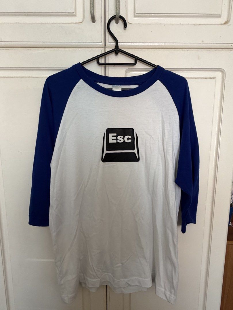 Couple raglan Sleeve Baseball T-shirt Bundle (Category: Shirts) located in Paranaque City. Submitted by mayan_q (Listing ID 1465450839, Image 3). Description: - Set of 2 Transfer It 3/4 sleeve raglan t-shirts - Designs: Ctrl key (white with red sleeves) and Esc key (white with blue sleeves) - Size: Adult XS - Material: CVC 60% cotton for comfortable everyday wear - Print type: Durable rubberized geeky keyboard graphics - Sold as a pair With RFS: 
