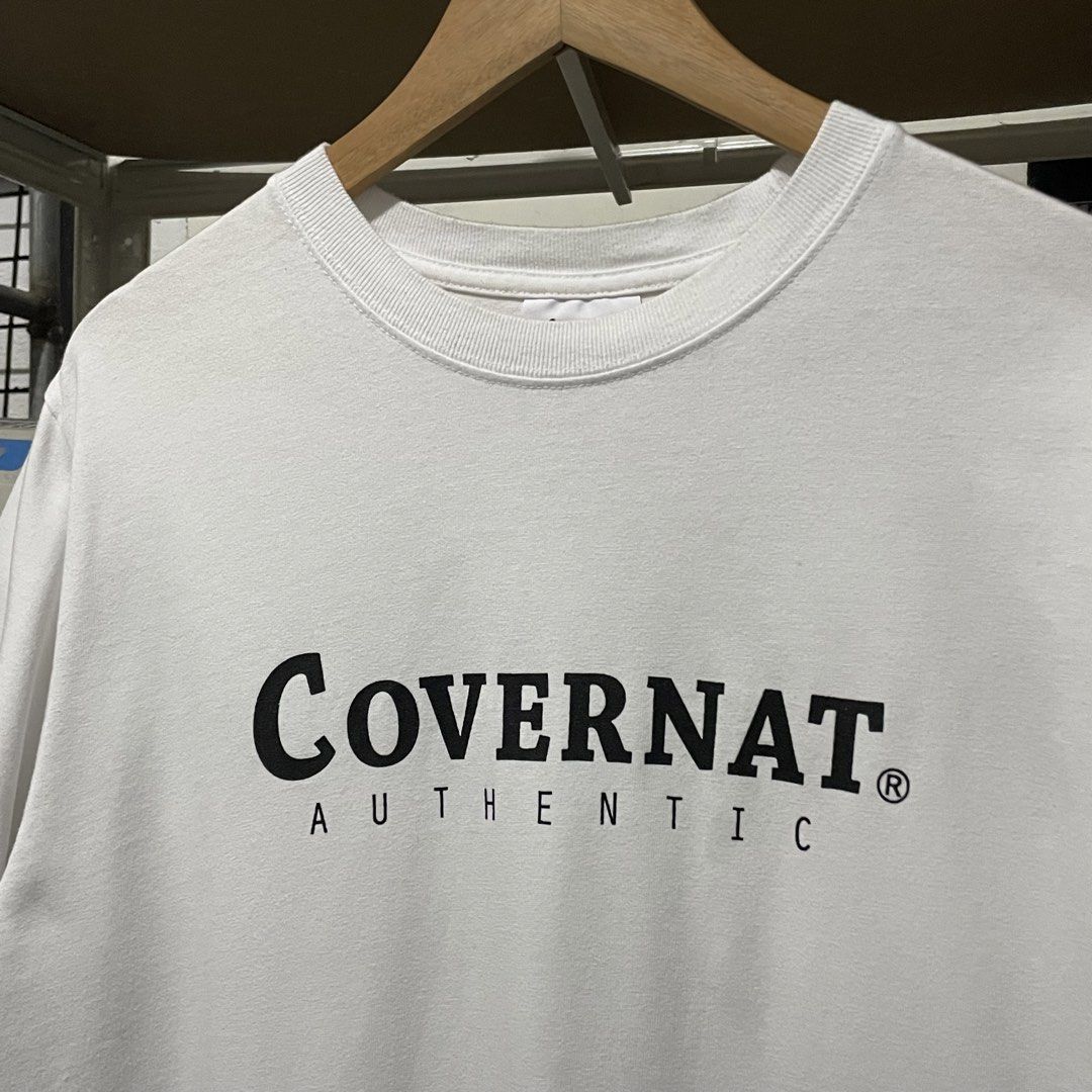 Covernat White Shirt Script 20.5 x 28.5 (Category: Tshirts & Polo Shirts ) located in Porac. Submitted by good.thriftsph (Listing ID 1465490684, Image 2). Description: Small on tag Can fit Medium to Large 20.5 width 28.5 length puting puti Excellent Condition Gcash•JNT•Porac .