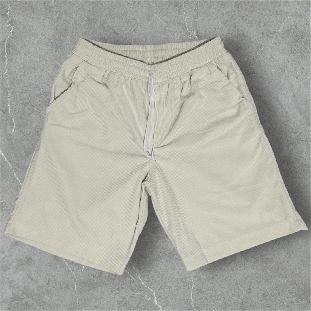 Cream Corduroy Shorts with Drawstring (Category: Shorts) located in Cebu City. Submitted by jnathana (Listing ID 1465571417, Image 1). Description: Corduroy Tailored Short / Plain Shorts 2 Side Pocket plus 1 Back pocket Fabric: Corduroy Size: Medium Waistline: 26 - 33 inches Length: 17 inches Leghole: 20 inches .
