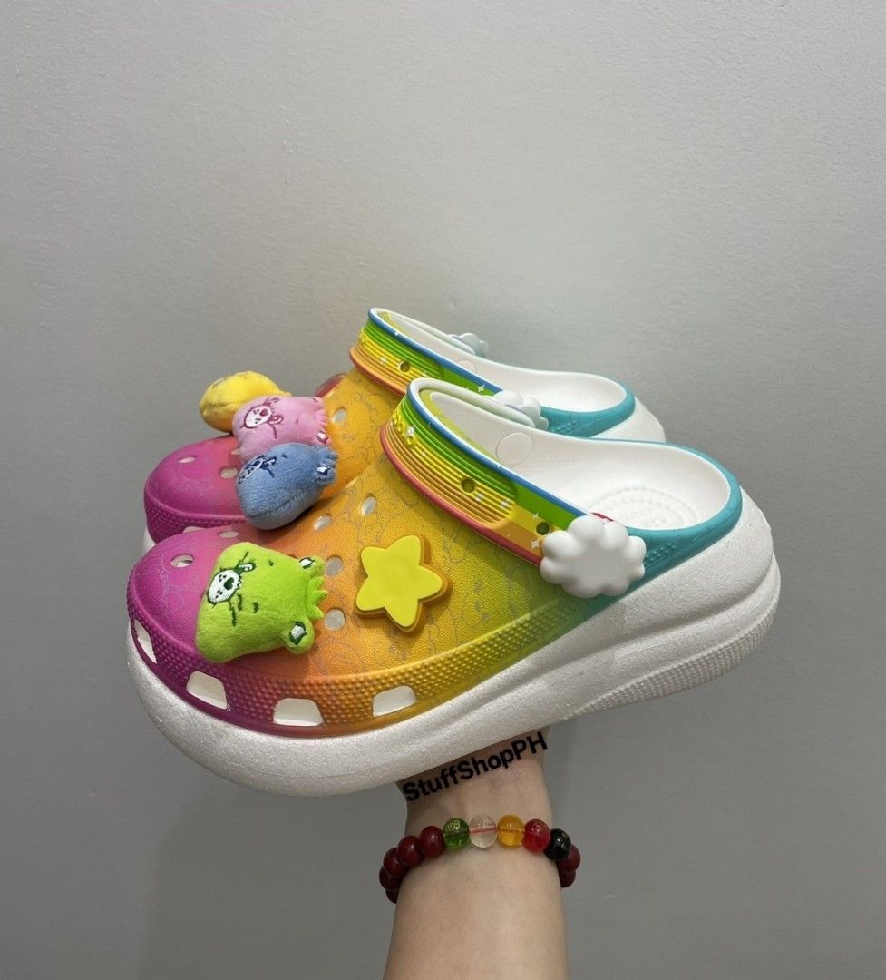 Crush clog Care bears (Category: Wedges) located in Caloocan City. Submitted by annegarciichua (Listing ID 1465506573, Image 3). Description: Collab Pair! Crush clog x Care Bears M4/W6 M5/W7 💯 % Legit! ✅ Hang tags ✅ Zip lock.