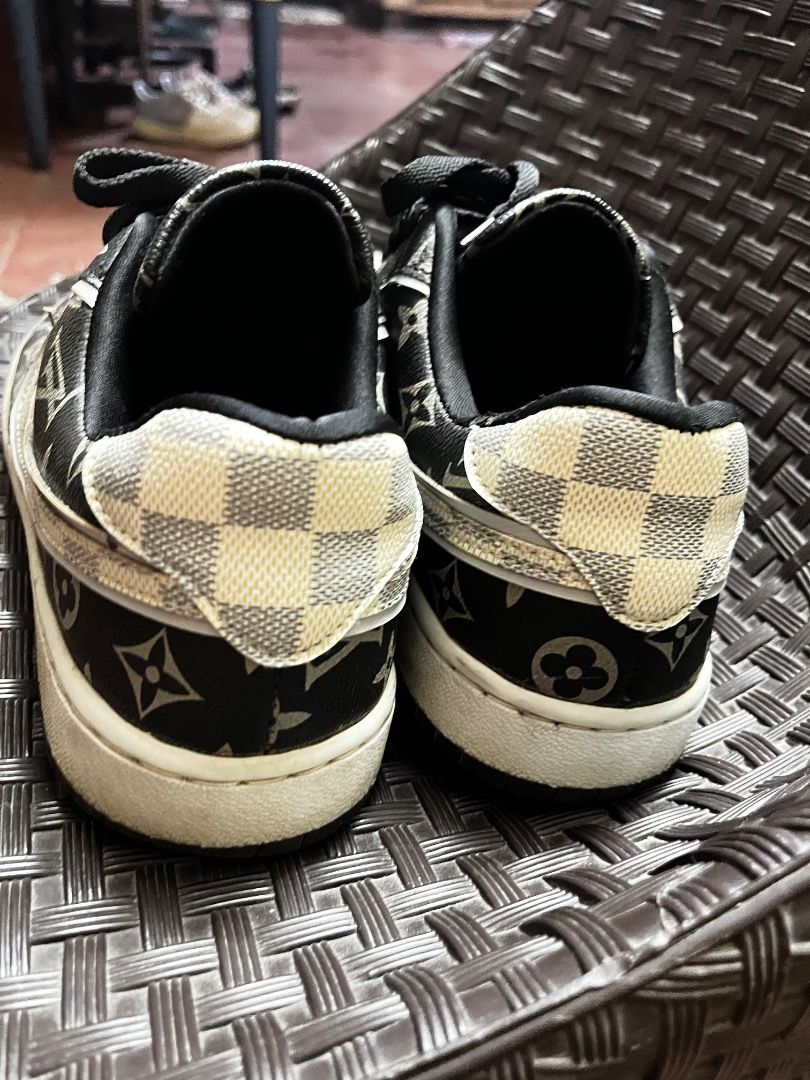 Custom Louis Vuitton Monogram and Damier Azur Sneakers (Category: Sneakers) located in Binan City. Submitted by med.ph7 (Listing ID 1465514113, Image 2). Description: Size: 40-41 -Perfect for : events, work, travel & school** - Ultimate statement pair to elevate your daily street style outfits 💰 **Price: ₱249** Please lower your expectations as this is a **preloved item**. 😊 Kindly check all the photos carefully for the actual condition and any