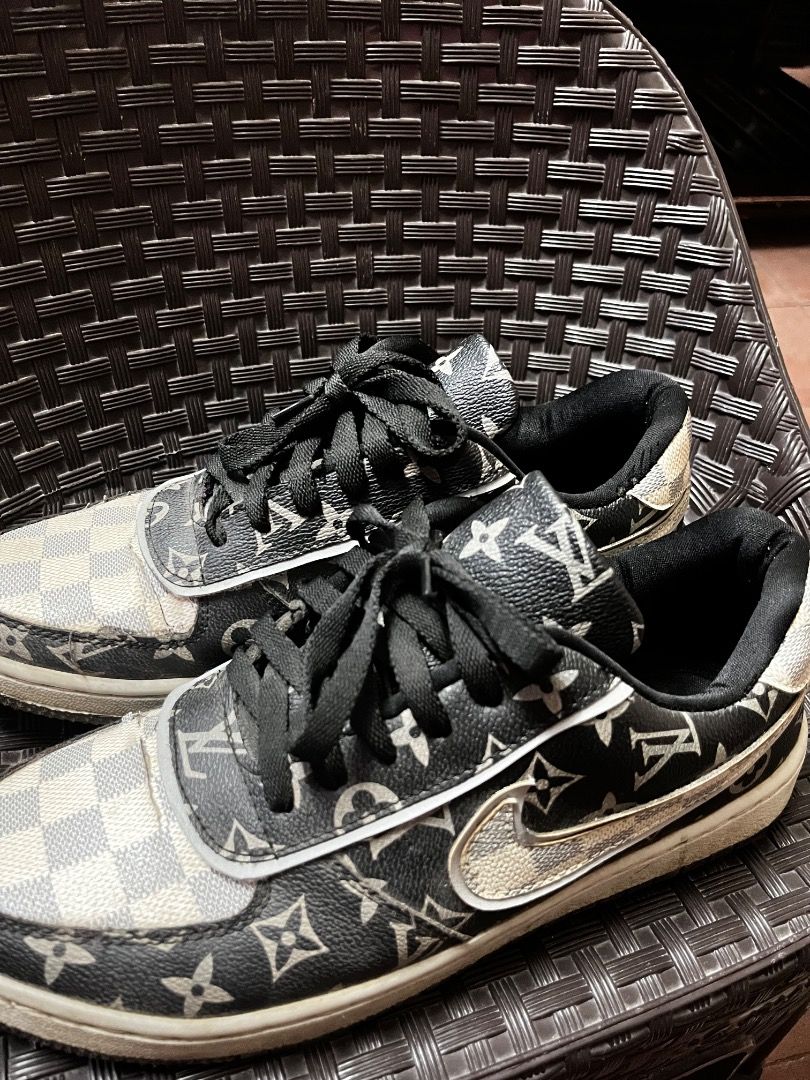 Custom Louis Vuitton Monogram and Damier Azur Sneakers (Category: Sneakers) located in Binan City. Submitted by med.ph7 (Listing ID 1465514113, Image 3). Description: Size: 40-41 -Perfect for : events, work, travel & school** - Ultimate statement pair to elevate your daily street style outfits 💰 **Price: ₱249** Please lower your expectations as this is a **preloved item**. 😊 Kindly check all the photos carefully for the actual condition and any