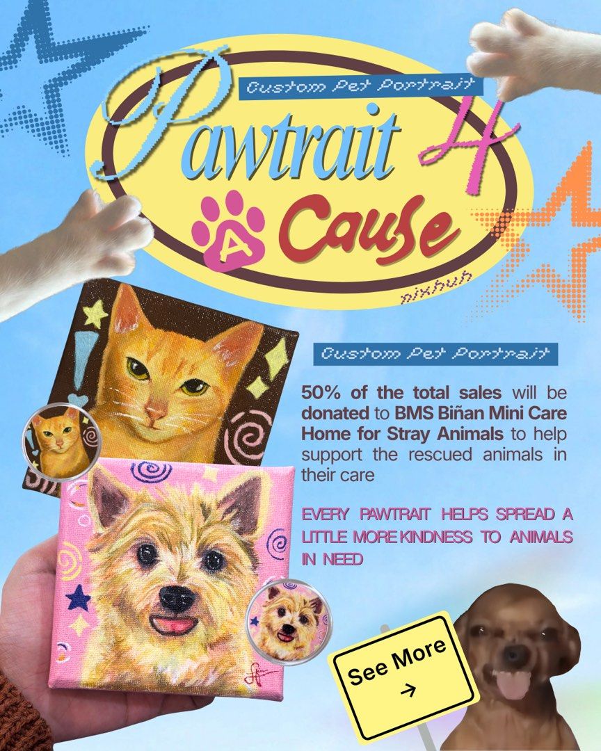 Custom Pet Portrait 4 a Cause (Category: Art & Prints) located in Binan City. Submitted by bearfinds (Listing ID 1465525652, Image 1). Description: At sana, mapakain din ng passion na ‘to ang mga stray at rescued animals! Get a custom 10x10cm pet portrait for only P580! A little portrait of your fur baby can help provide food and support for animals in need Limited slots only! .