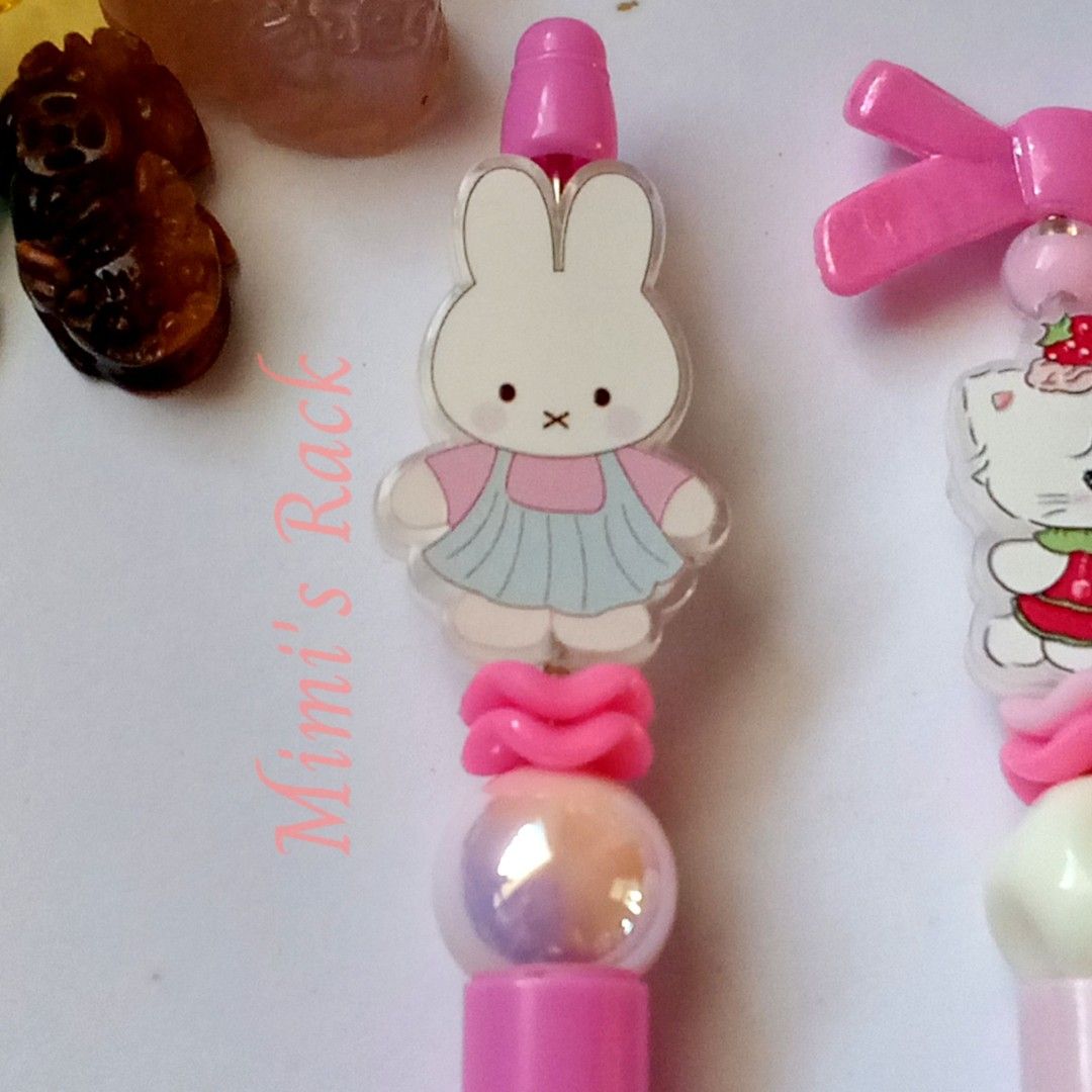 Cute Beadable Pens with Acrylic Charms (Category: Stationery & School Supplies) located in Taguig. Submitted by mimisrack (Listing ID 1465407788, Image 3). Description: 🩷Add a little cuteness to your everyday writing! These adorable beadable pens feature lovely acrylic character charms, pretty decorative beads, and gorgeous pink and pastel details. 💕 Each design is sold individually. Please choose your preferred design! 🧿 ₱120 each 🙂 💎Produc