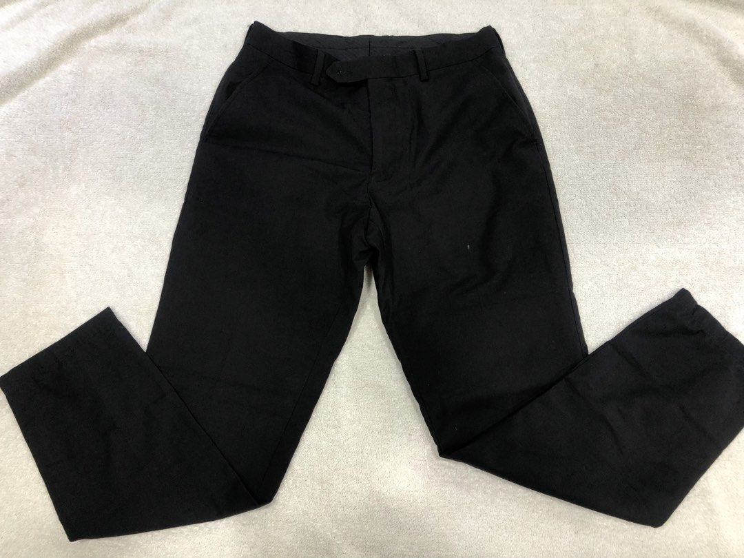 Dansen Slim Fit Black Trousers Size 29 (Category: Trousers) located in Manila. Submitted by janmichael26601 (Listing ID 1465403071, Image 1). Description: - Brand/Model: Dansen slim fit trousers - Color: Solid black - Size: Tagged size 29 - Style: Clean front with button closure and belt loops - Pockets: Two back welt pockets - Measurements: ~37-inch inseam, 6-inch leg opening width - Ideal for: Office wear or smart casual outfits.