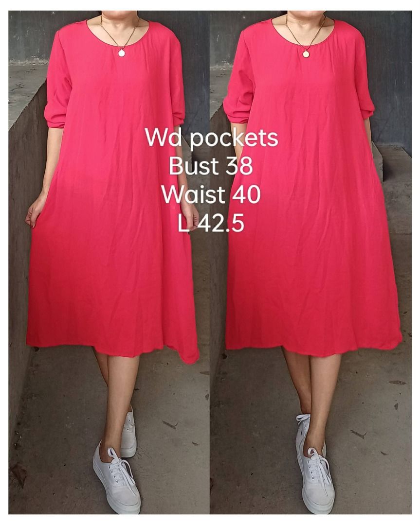 Deep red summer flowy dress (Category: Dresses) located in Davao. Submitted by irisrazona16792 (Listing ID 1465401711, Image 1). Description: Wd pockets Bust 38 Waist 40 L 42.5 good as new.