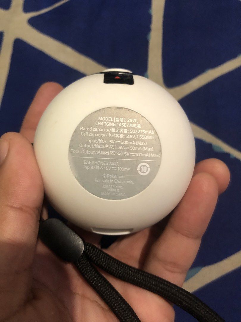 Defective Razer X Pokemon wireless earbuds (Category: Earphones) located in Quezon City. Submitted by markgolveo (Listing ID 1465401110, Image 2). Description: Defective Razer X Pokemon wireless earbuds Defective batteries on earphones Needs battery repairs on earphones Pairs properly Earbuds easily depletes batteries Cradle has good battery charge Goods audio output clear and crisp .