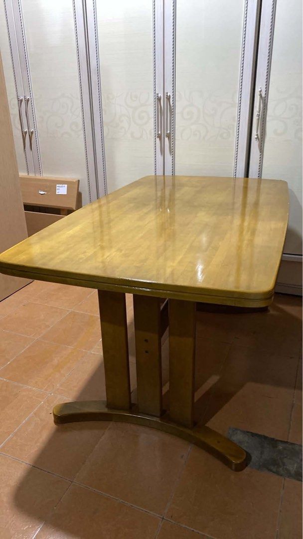 DINING TABLE ‼️ (Category: Announcements) located in Manila. Submitted by nanzkie_2015 (Listing ID 1465575379, Image 1). Description: 4 SEATER DINING TABLE ‼️ L53 W31.5 H27 inches *solid wood *removable leg 🏷️4,800.