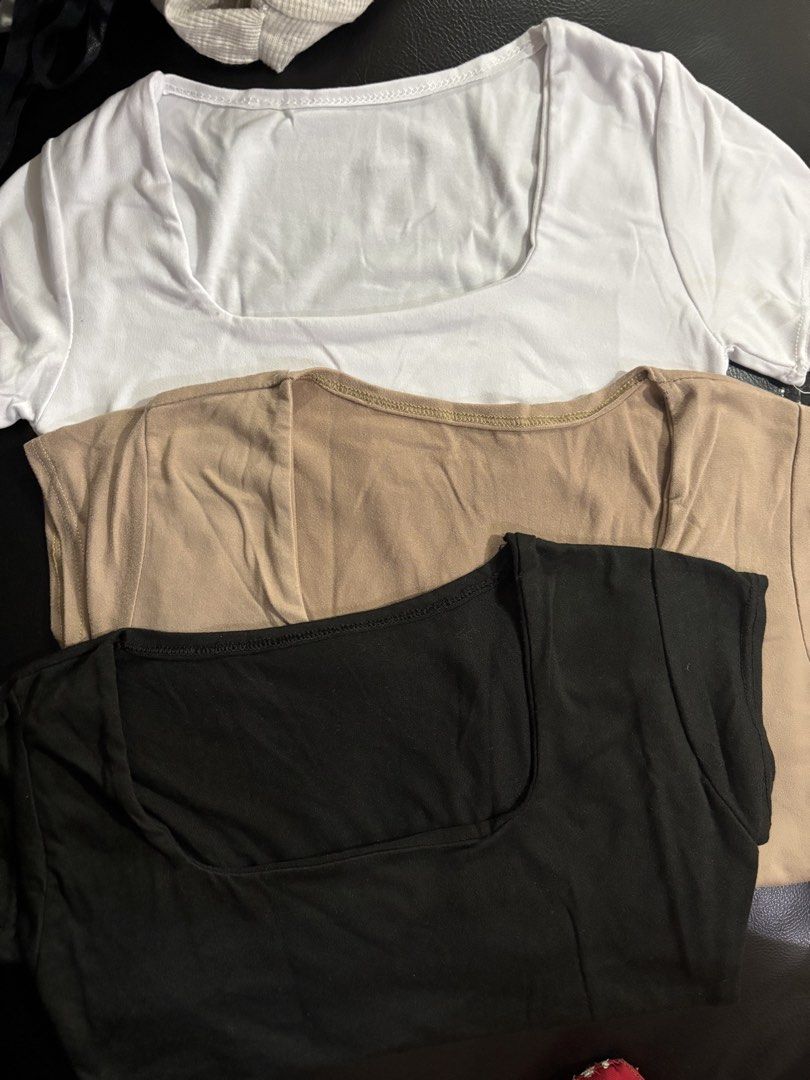 Double lined tops (Category: Shirts) located in Quezon City. Submitted by den.declutters (Listing ID 1465451974, Image 2). Description: Get all for 130.