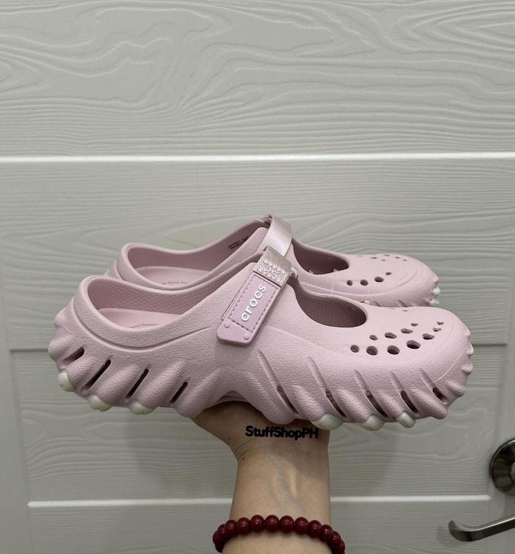 Echo mary jane cotton candy (Category: Sandals) located in Caloocan City. Submitted by annegarciichua (Listing ID 1465508031, Image 3). Description: Echo mary jane clog Cotton candy W7 W8 💯 % Legit! ✅ Hang tags ✅ Zip lock.