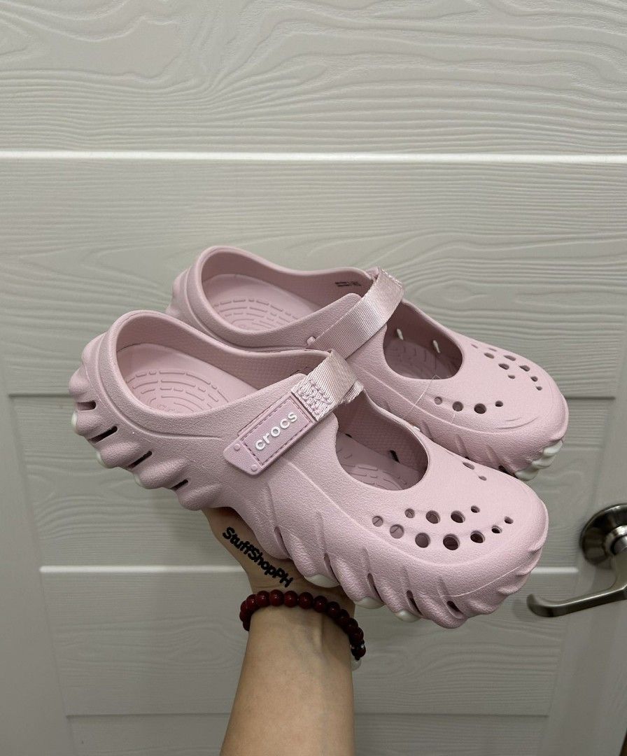 Echo mary jane cotton candy (Category: Sandals) located in Caloocan City. Submitted by annegarciichua (Listing ID 1465508031, Image 1). Description: Echo mary jane clog Cotton candy W7 W8 💯 % Legit! ✅ Hang tags ✅ Zip lock.