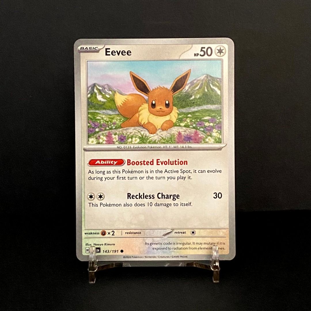 Eevee 143/191 Common (Category: Raw Singles) located in Pasig City. Submitted by precycled_ (Listing ID 1465452259, Image 1). Description: Condition : NM-LP . . . ‼️BUY AT YOUR OWN RISK ❗Payment First Basis 📌Be 100% SURE before submitting the form 📌1 DAY Reservation ONLY! ❌No Pick-up / No Meet up ❌No RETURN / EXCHANGE ❌No RUSH ❌No CANCELLATIONS ❌Don't BUY our products if you are flaw conscious ⚠️Seller is NOT liable for any damage or loss durin