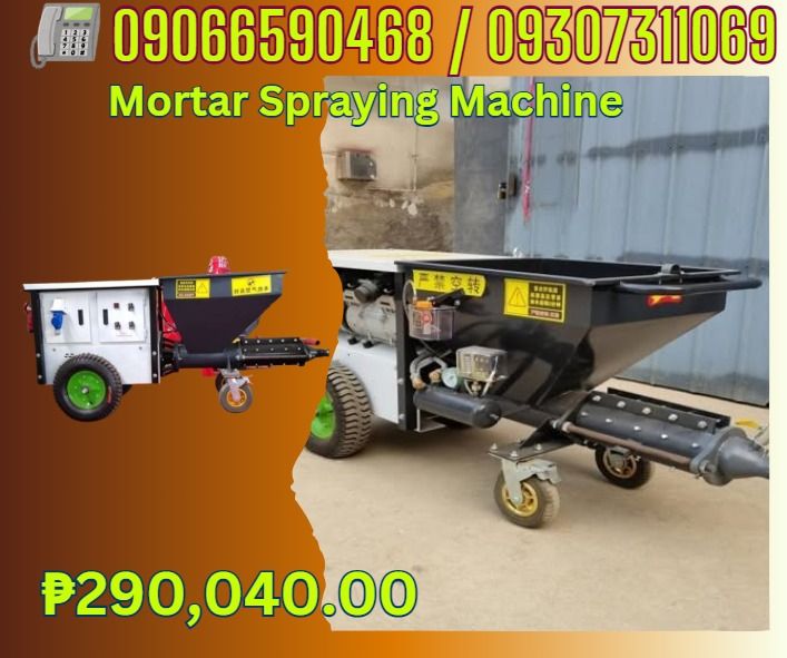 Electric Mortar Spraying Machine Model 711 (Category: Looking For) located in Caloocan City. Submitted by rochelleflores356-82603 (Listing ID 1465436235, Image 1). Description: Electric Mortar Spraying Machine Model 711 Dimensions 1.8* 0.65*1.1M Motor Power 7.5kw The maximum passing particle ≤4mm Conveying height 20-25m Conveying Distance 40-50m Voltage 380v three phase（customiz ed） Spraying area 220㎡/h Working pressure 5-8mpa Delivery flow 4m³/h