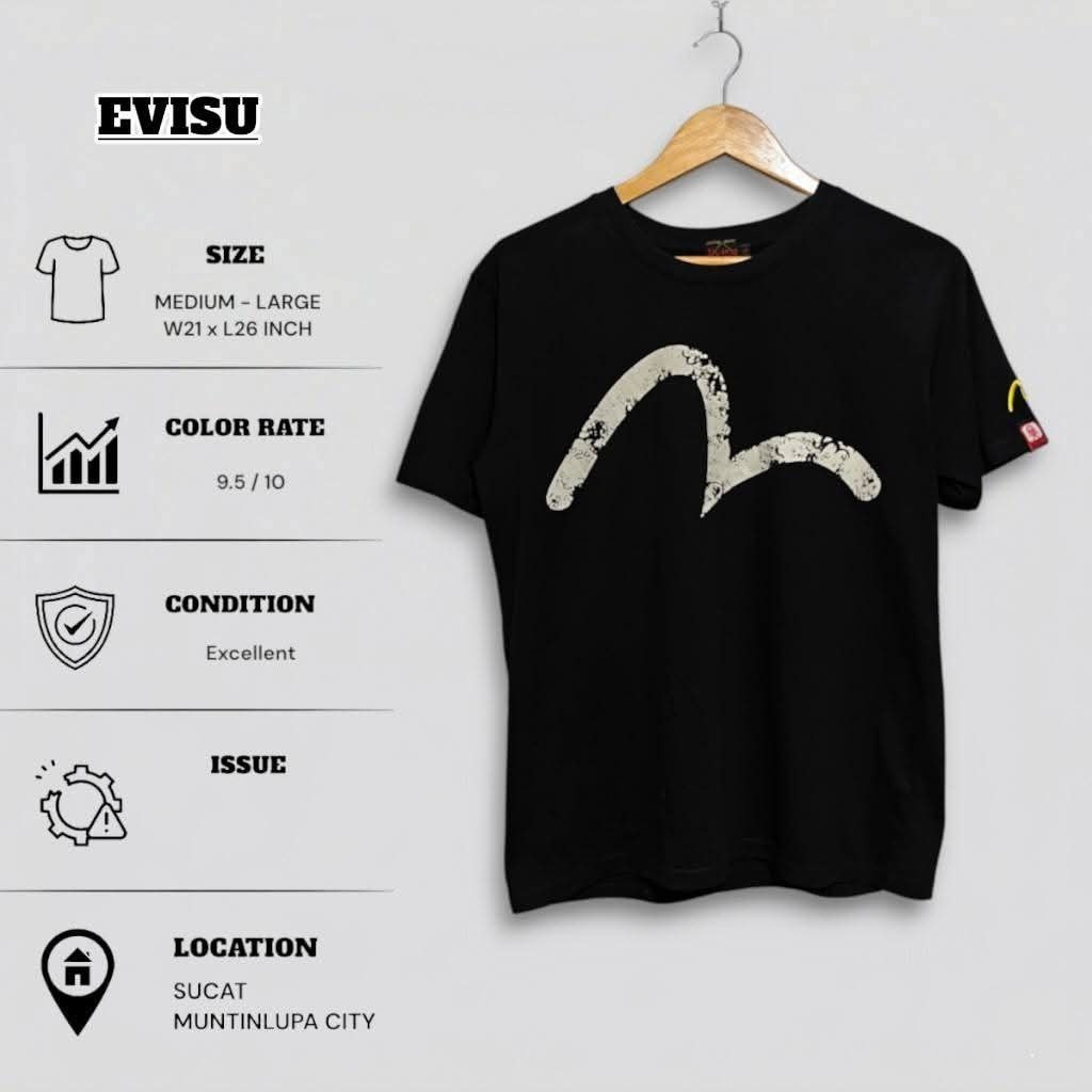 EVISU THSIRT (Category: Tshirts & Polo Shirts ) located in Muntinlupa City. Submitted by nofame12 (Listing ID 1465393955, Image 2). Description: PLEASE CHECK THE DETAILS OF THE ITEM ON SECOND PHOTO. LOCATION - SUCAT MUNTINLUPA CITY.