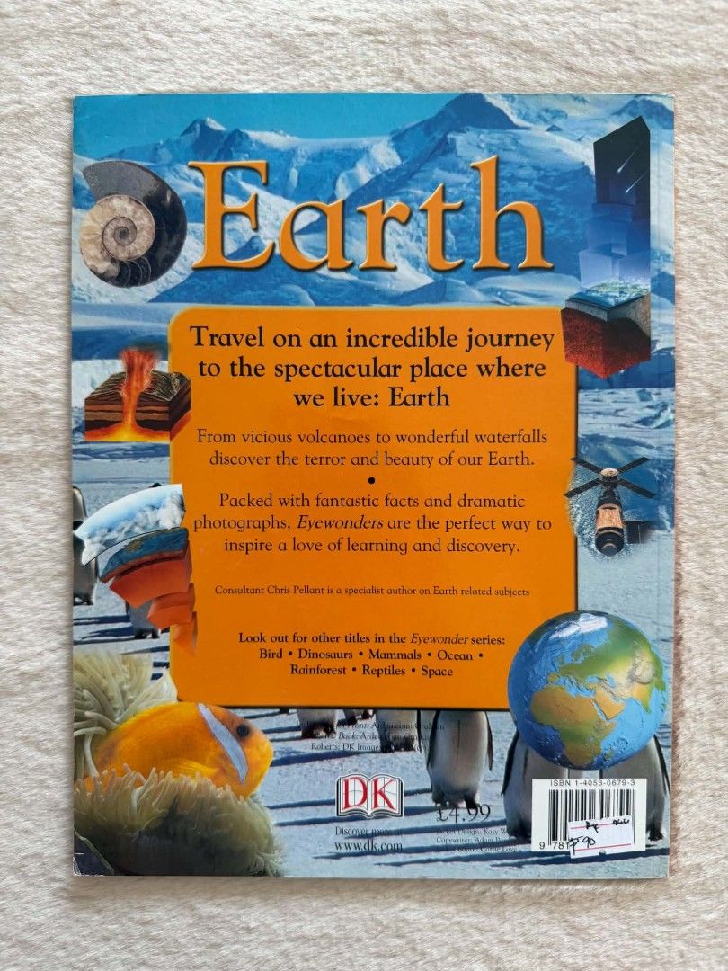 Eyewonder Earth -DK (Category: Storybooks) located in Santiago. Submitted by bookworm_club (Listing ID 1465428653, Image 2). Description: 📚no cancellation, return or exchange. 📚secondhand books. some books are in good condition while some has minimal flaws (foxing, creases, dog-eared pages, etc.) 📚reasonable haggling is allowed. 💰MOP: For same day pickup - CASH & BANK TRANSFER For shipping or scheduled pickup - BANK TRANSFER 🚚MOD: •Store pic