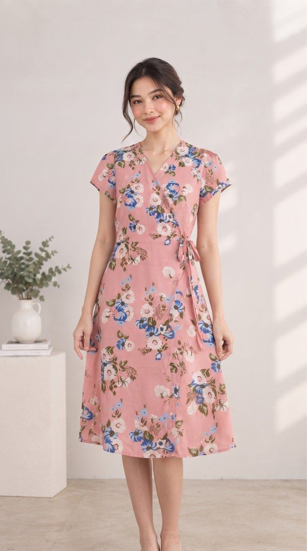 Floral Wrap Around Dress (Category: Dresses) located in Nabua. Submitted by prlvdthgss (Listing ID 1465508604, Image 1). Description: The first photo is AI-generated ✨ RFS:Decluttering 💖 Can fit to small-medium Price+sf Gcash/Maribank 📍camsur, bicol .