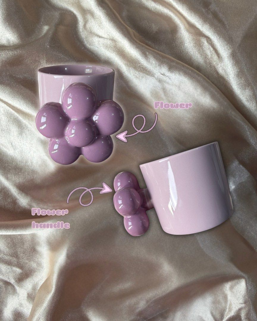 Flower Mug (Category: Coffee & Tea Tableware) located in Manila. Submitted by mugandsips (Listing ID 1465527361, Image 2). Description: Flower Cute Mug 🌸 Brandnew Condition No Dents -✨Unique Handle -🎀 Cute and aesthetic designs -🎁 Gift ideas, for birthdays and special occasions -🌷 Perfect for your home, office, or study desk Price- 350.00 Location- South Caloocan Courier- Lalamove/ J&T.
