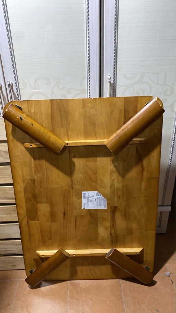 Foldable cofee Table (Category: Announcements) located in Manila. Submitted by nanzkie_2015 (Listing ID 1465575810, Image 2). Description: LOW TABLE: L41.5 W29.5 H13 inches *solid wood *foldable leg 🏷️3,500.