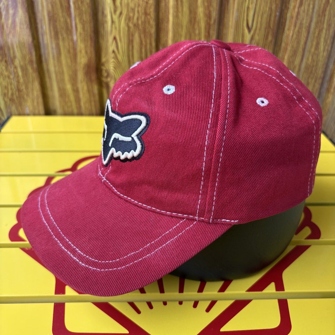 Fox Racing Red Hat Cap (Category: Caps & Hats) located in Dapitan. Submitted by payt3es_thrift. (Listing ID 1465392640, Image 2). Description: - Red Fox Racing cap - Classic black color with stylish white contrast stitching - Embroidered Fox logo on front and "FOX" text on the back - Adjustable velcro closure for a custom fit - 100% premium cotton, made in Korea - One size fits all.