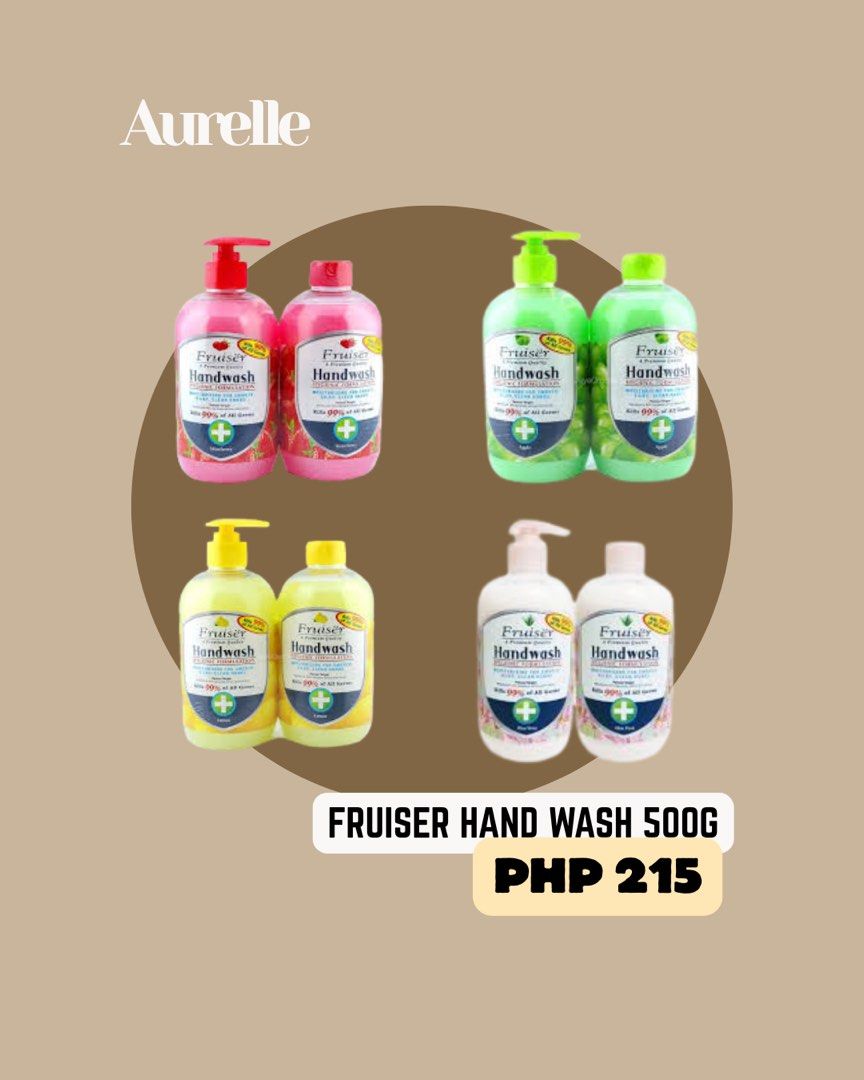 Fruiser hand soap with refill (Category: Sanitizers & Disinfectants) located in Manila. Submitted by aurelleph (Listing ID 1465524190, Image 1). Description: 🎀FOLLOW OUR FB, IG AND TIKTOK Stay updated with our latest products, new arrivals, announcements, and restocks. IG: @aurellephofficial FB: Aurelle TIKTOK: aurellephofficial See you there! ♡ .