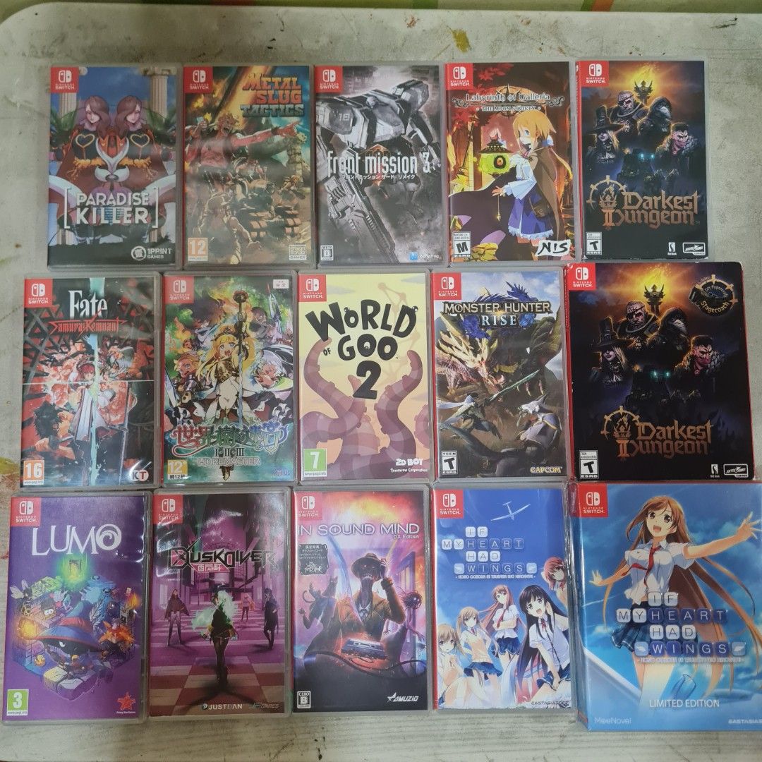 FS: Preloved Switch Games (Category: Nintendo) located in Taguig. Submitted by pon3mo (Listing ID 1465442981, Image 1). Description: Selling my preloved Switch games! Dungeon Crawling RPG bundle: 3400 less 200 = 3200 Labyrinth of Galleria (rare) - 1800 Etrian Odyssey Origins Collection HD Remaster- 1600 Tactical RPG bundle: 3000 less 200 = 2800 Metal Slug Tactics - 1500 Front Mission 3 - 1500 If My Heart Had Wings Limited Edition (rare, complete 