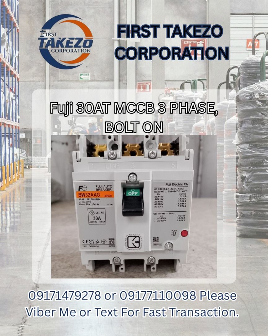 Fuji 30AT MCCB 3 PHASE, BOLT ON (Category: Everything Else Others) located in Manila. Submitted by joeyroque09 (Listing ID 1465388632, Image 1). Description: Fuji 30AT MCCB 3 PHASE, BOLT ON.