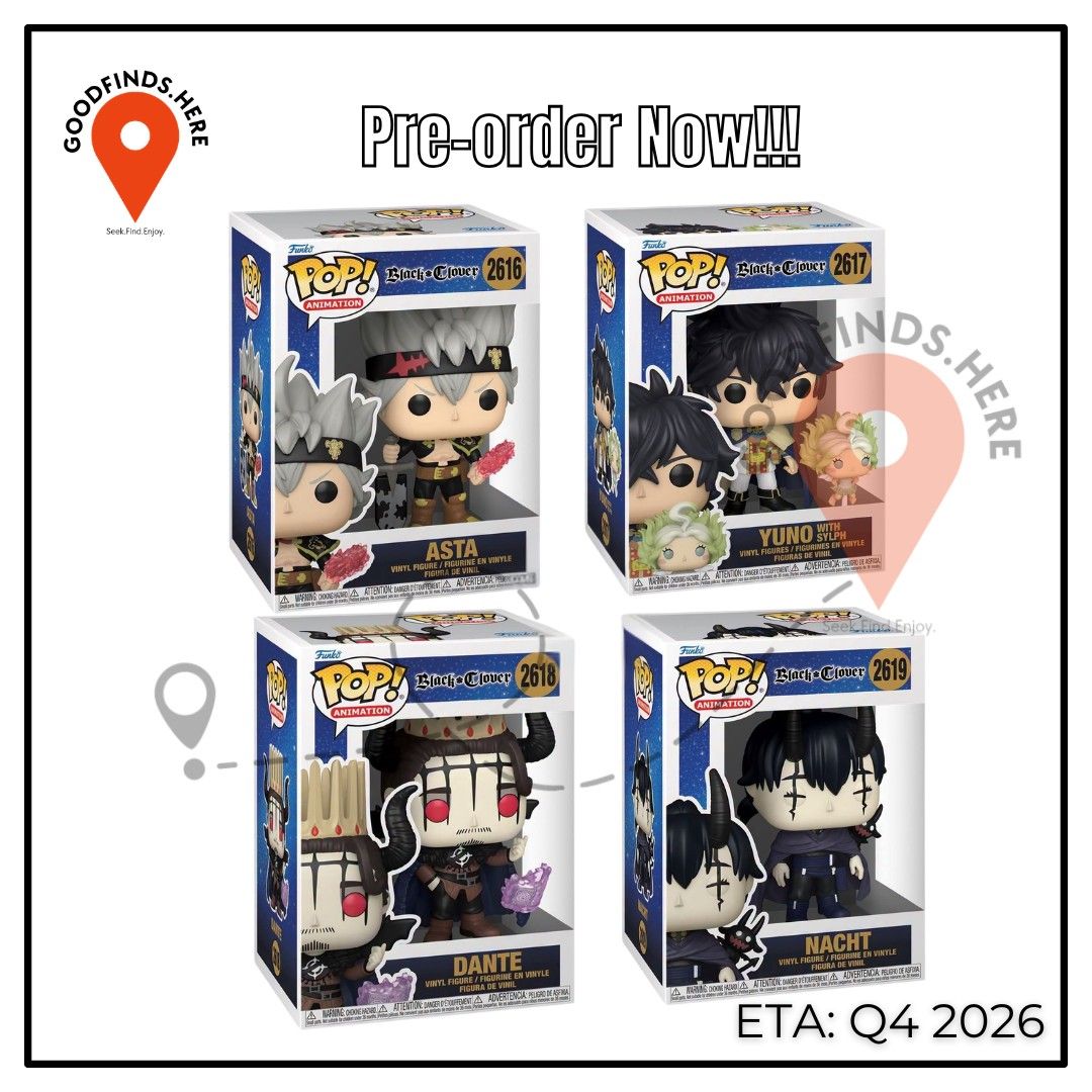 Funko: Black Clover Preorder (Category: Action & Battle Toys) located in Pasig City. Submitted by goodfinds.here (Listing ID 1465467576, Image 1). Description: ❗Funko: Black Clover Preorder❗ ▪️Asta ▪️Yuno w/ Sylph ▪️Dante ▪️Nacht ₱800 each / DP: 400 each ETA: Q4 2026 (subject for DELAY or to change without prior notice) ❗For Pre-order ONLY, No extra available❗ DOWNPAYMENT is required to RESERVE SLOT/S once order is confirmed it is considered FINA