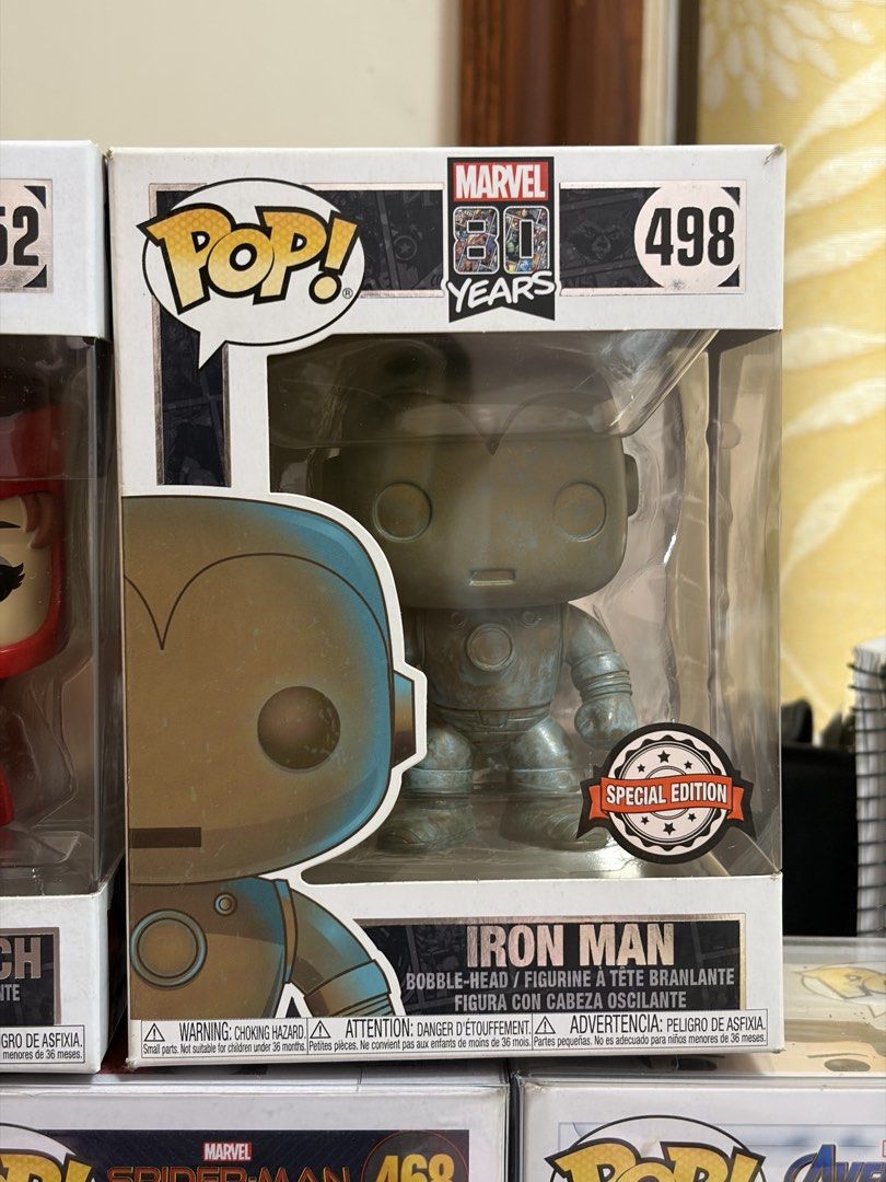 Funko Pop Marvel 80 Years Iron Man 498 (Category: Designer & Blind Box Toys) located in Navotas City. Submitted by pou.guevarra (Listing ID 1465555336, Image 1). Description: - Authentic Marvel 80 Years collection Iron Man figure (No. 498) - Features a cool Special Edition front window box sticker - Unique weathered metallic finish design - Vinyl bobble-head inside original packaging - Perfect for Marvel fans and Funko collectors - Meetups and sh