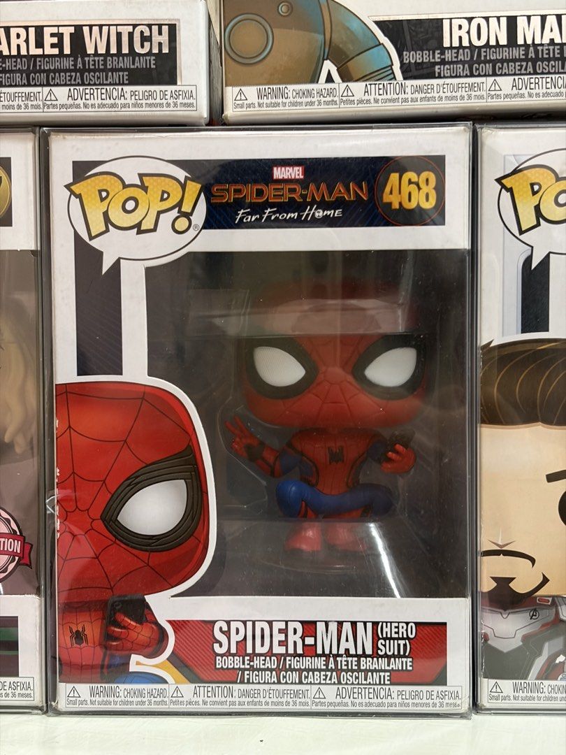 Funko Pop Marvel Spider-Man Hero Suit 468 (Category: Designer & Blind Box Toys) located in Navotas City. Submitted by pou.guevarra (Listing ID 1465555016, Image 1). Description: - Item: Funko Pop Vinyl Figure #468 - Character: Spider-Man (Hero Suit) - Movie: Spider-Man: Far From Home - Packaging: Comes with clear plastic window box for protection - Condition: Like new / Great addition to Marvel collections - Shipping: Ships securely packed.
