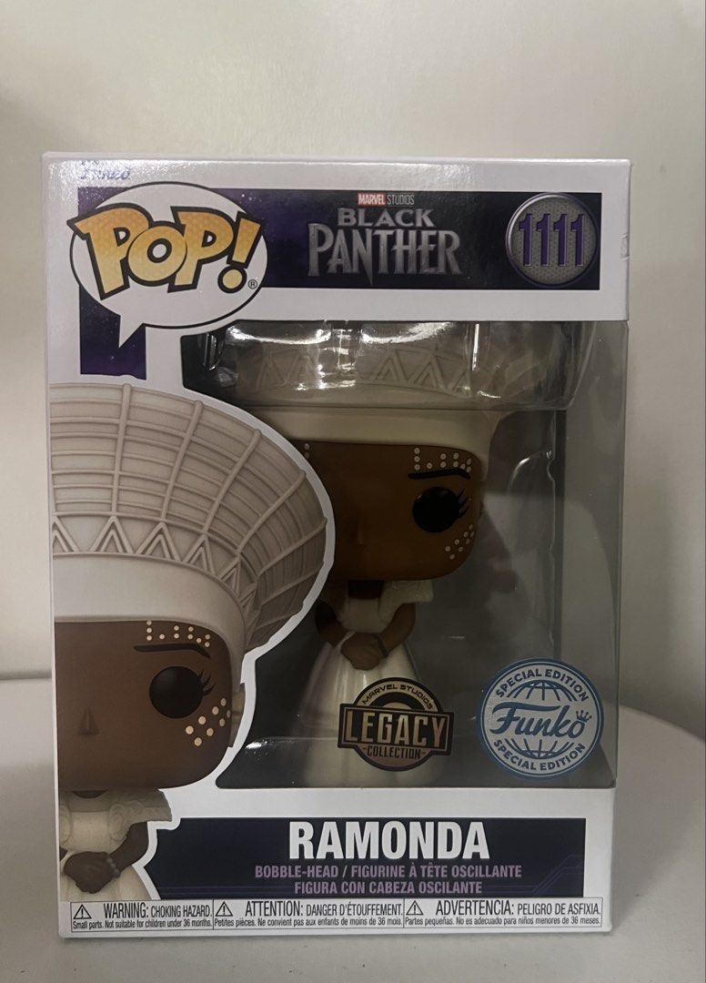 Funko Pop Marvel Studios: Black Panther - Ramonda #1111 (Category: Figurines & Statues) located in Quezon City. Submitted by xeraphinasy (Listing ID 1465405788, Image 1). Description: - Item: Funko Pop! Marvel Studios Black Panther - Ramonda #1111 - Collection: Legacy Collection with Special Edition sticker - Condition: Brand new, unopened, crisp box corners - Details: Features Ramonda in her iconic white dress and traditional headdress.
