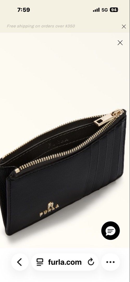 Furla Camelia Card Case M Black (Category: Luxury Bags & Wallets) located in Pasig City. Submitted by pipatyee (Listing ID 1465412900, Image 2). Description: - Brand: Furla (Camelia M Model) - Material: Premium black leather - Design: Sleek and clean silhouette with gold-tone hardware and embossed logo - Storage: Multiple exterior card slots and a secure top zip pocket for coins or folded cash - Convenience: Compact daily accessory that fits easi
