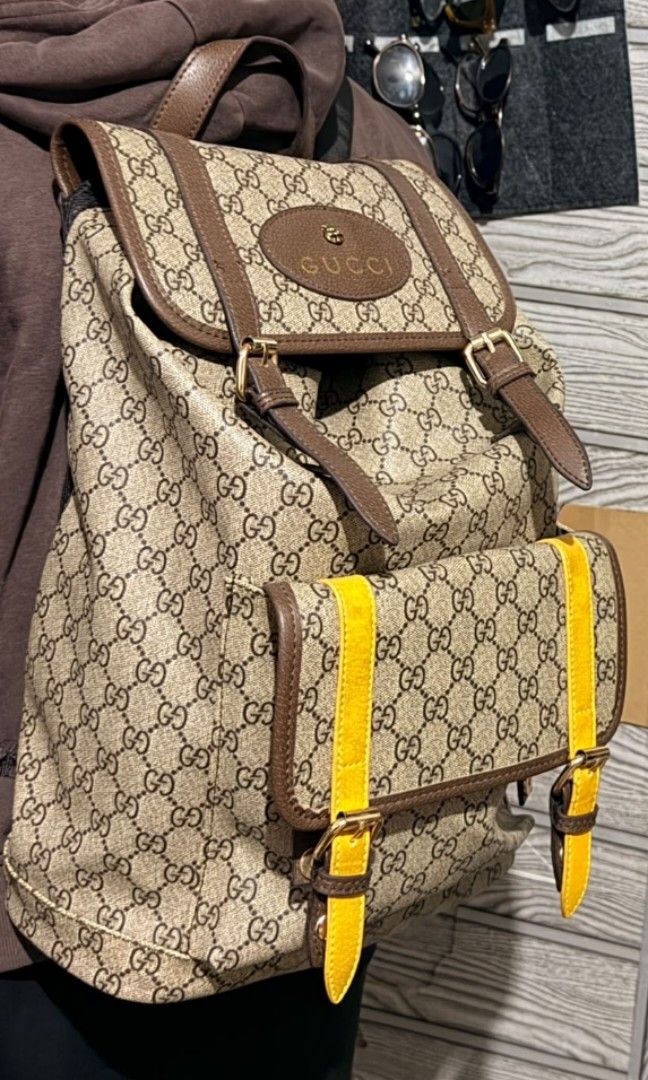 GG travel bagpack (Category: Luxury Bags & Wallets) located in Quezon. Submitted by symielux (Listing ID 1464736136, Image 1). Description: Very spacious Good for travel Pre owned Laptop 16 inches can fit.