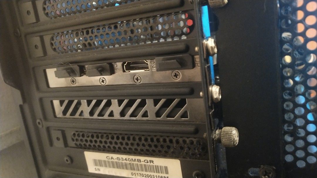 Gigabyte GeForce RTX 4060 Graphics Card (Category: Computer Parts) located in Quezon City. Submitted by soosh8yeah60489 (Listing ID 1465576759, Image 2). Description: - Gigabyte GeForce RTX graphics card pulled from a fully working system - Clean unit featuring the stylish backplate design with a visible brand logo - Power cable securely attached to the top connector - Rear I/O ports still equipped with original protective rubber caps - Tested an