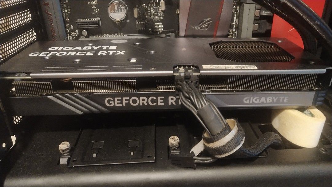 Gigabyte GeForce RTX 4060 Graphics Card (Category: Computer Parts) located in Quezon City. Submitted by soosh8yeah60489 (Listing ID 1465576759, Image 1). Description: - Gigabyte GeForce RTX graphics card pulled from a fully working system - Clean unit featuring the stylish backplate design with a visible brand logo - Power cable securely attached to the top connector - Rear I/O ports still equipped with original protective rubber caps - Tested an