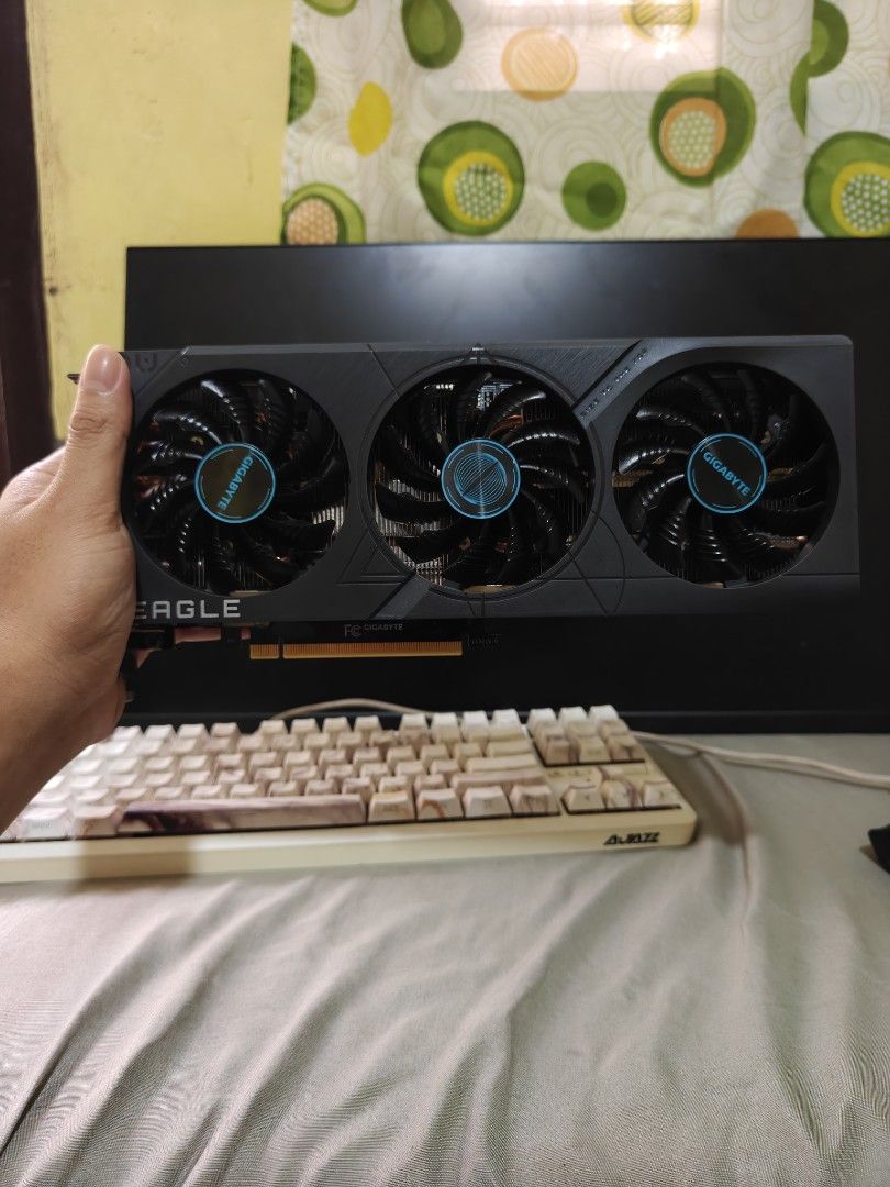 Gigabyte RTX 4060TI 8GB Eagle OC (Category: Desktops) located in San Jose del Monte. Submitted by heehooohee (Listing ID 1465430938, Image 1). Description: Sealed screws and slight used only Brand new looking Good temps Tested on OCCT and Furmark SJDM, Bulacan.