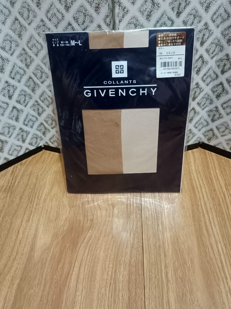 Givenchy Collants Pantyhose (Category: Socks & Tights) located in Makati City. Submitted by nyxhemera26 (Listing ID 1465565502, Image 1). Description: Givenchy Collants Pantyhose - Brand: Givenchy - Shade: 66 Vienne - Size: M-L (Hips: 85-98cm, Height: 150-165cm) - Condition: Brand new, sealed packaging with original store sticker - Features: Transparent look, DCY support, comfortable gusset, and relaxed hip design.