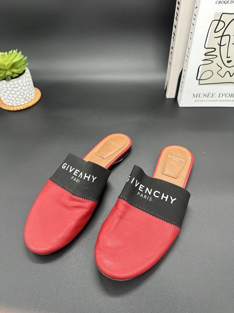 Givenchy Paris Red Leather Flat Mules (Category: Flats & Sandals) located in Baguio. Submitted by .daryl (Listing ID 1465503408, Image 1). Description: Size 37.