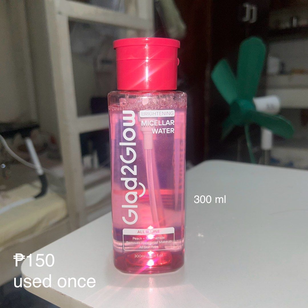 Glad2Glow Brightening Micellar Water 300ml (Category: Face Care) located in Manila. Submitted by sophialeigh (Listing ID 1465490141, Image 1). Description: - Condition: Used only twice or thrice for content.