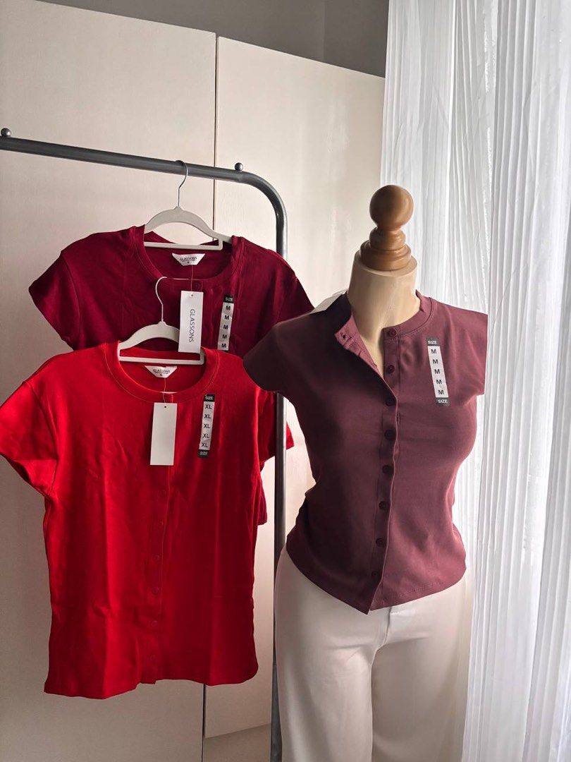 Glassons Tops (Category: Others Tops) located in Lupao. Submitted by maicollection (Listing ID 1465487181, Image 3). Description: Colors and Sizes: Whitey - XL Pastel Yellow - XL Black - XL Navy Blue - L Burgundy - M Rose Stripe - S Minty Green - S, L Pastel Lavander - S Powder Blue S Beige - S Product Details: - can fit to small up to extra large - full length - premium cotton fabric - stretchable - ₱299 each Note: items are overrns. meaning siz