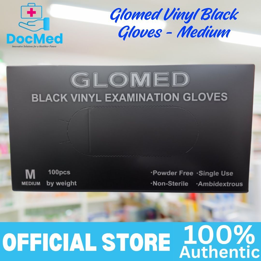 Glomed Black Vinyl Examination Gloves Medium (Category: Looking For) located in Quezon City. Submitted by zee_010200 (Listing ID 1465420280, Image 2). Description: - Brand/Model: Glomed Black Vinyl Gloves - Size: Medium - Quantity: 100 pieces per box (by weight) - Features: Powder-free, single-use, non-sterile, ambidextrous - Grade: Standard examination grade protection - Ideal for: Medical, food prep, cleaning, and salon use.