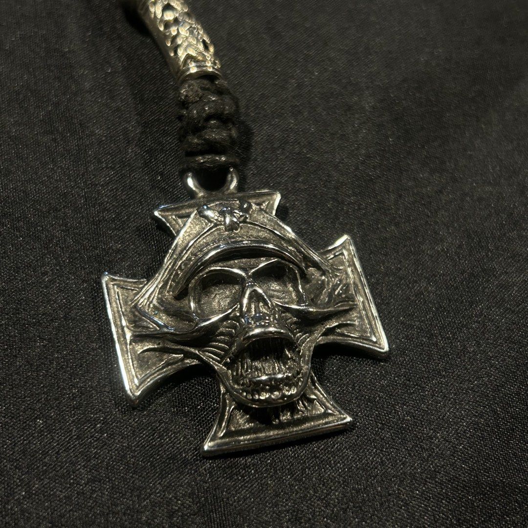 Gothic Skull Cross Necklace with Braided Cord (Category: Necklaces) located in Manila. Submitted by sophialeigh (Listing ID 1465521061, Image 2). Description: handmade jewelry - stainless - adjustable - non tarnish 🏷️ alt y2k beads chainmail accessories gothic .