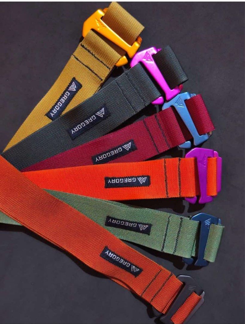 Gregory Nylon Webbing Belt Multiple Colors Available (Category: Hiking & Camping) located in Angeles City. Submitted by binostuff (Listing ID 1465496194, Image 1). Description: - Brand: Gregory - Material: Durable nylon webbing - Hardware: Matching metal buckle - Details: Classic embroidered brand patch - Best for: Everyday wear and outdoor hiking - Multiple colors available (PM me your color choice before purchasing).