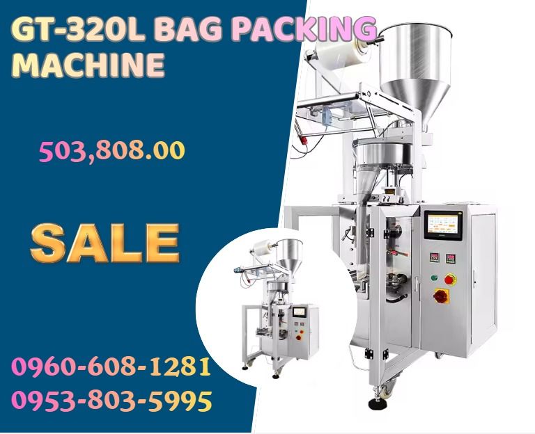 GT-320L bag packing machine (Category: Everything Else Others) located in Caloocan City. Submitted by cosmicstar_f9d177 (Listing ID 1465424260, Image 1). Description: ●Model: GT-320L ●Capacity: 1800-2200 bags/hr ●Film width: 50-150 mm ●Bag width: 25-120 mm ●Bag length: 60-240 mm ●Filling volume :5-50 ml ●Power :1.6kw ●Air: 0.65 m3/min ●Power source: AC 380V/50HZ ●temperature: 0-400 degree centigrade ●Weight: 300 kg ●Dimension: (L)760*(W)1380*(H)1