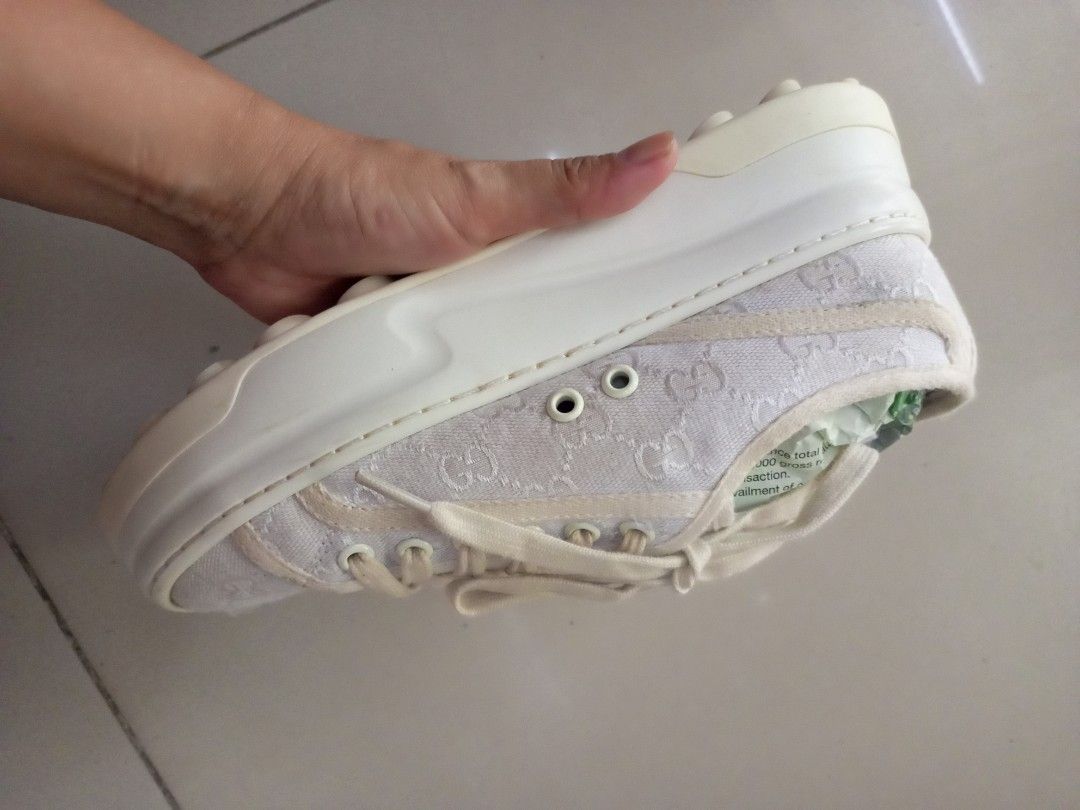 GUCCI TENNIS PLATFORM SNEAKERS (Category: Sneakers) located in Bulacan. Submitted by joanagwen (Listing ID 1465390170, Image 3). Description: GÜ$$I 10NIS PLATFORM SNEAKERS Size 38 on tag.