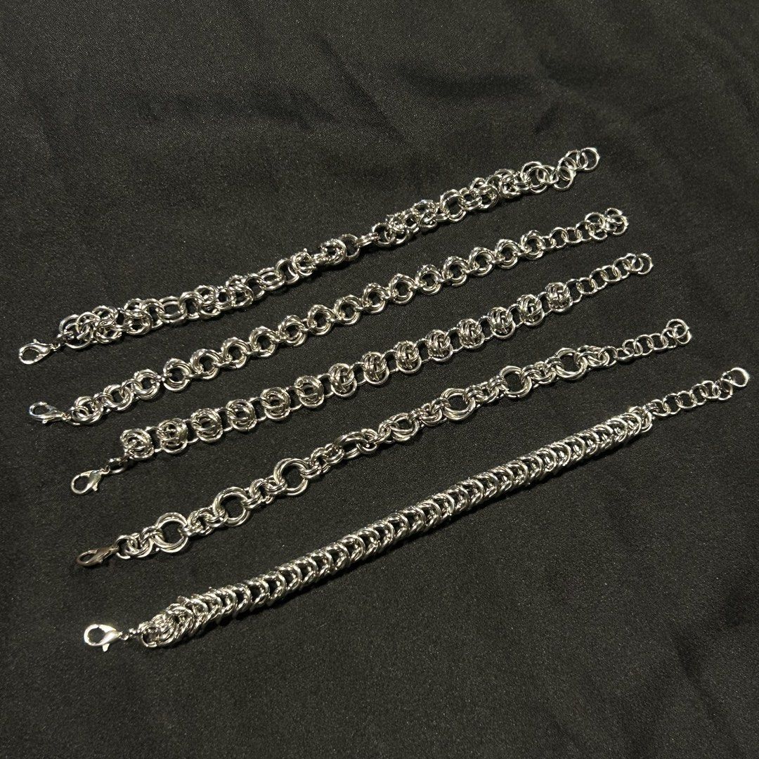 handmade chainmail bracelets (Category: Bracelets) located in Manila. Submitted by sophialeigh (Listing ID 1465521057, Image 1). Description: 200 each handmade jewelry - stainless - adjustable - non tarnish 🏷️ alt y2k beads chainmail accessories gothic .