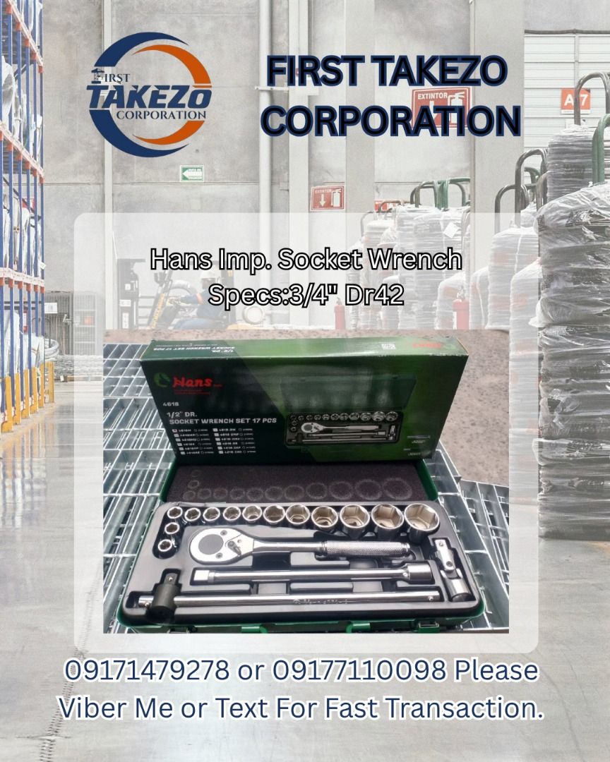 Hans Imp. Socket Wrench Specs:3/4" Dr42 (Category: Everything Else Others) located in Manila. Submitted by joeyroque09 (Listing ID 1465391460, Image 1). Description: Hans Imp. Socket Wrench Specs:3/4" Dr42.